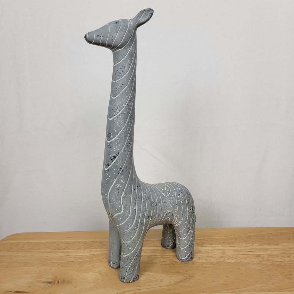 Abstract Giraffe Figurine Sculpture Gray Speckled 12" Safari Modern Decor